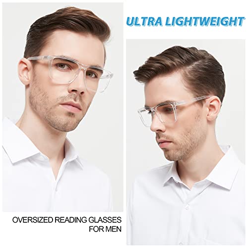 OCCI CHIARI Oversized Reading Glasses Men 1.25 Large Square Readers 1.0 1.25 1.5 1.75 2.0 2.25 2.5 2.75 3.0 3.5 4.0 (Transparent, 1.25) by OCCI CHIARI - Image 2