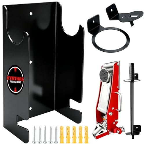 KYNTHAX 1.5 Ton Floor Jacks Wall Mount Heavy-Duty Jack Stand Storage Rack Holder for Low-Profile Hydraulic Floor Jacks & Car Trailers Solid Steel 80LB Capacity Black