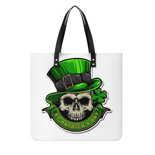 Sac À Main Shopper Crâne Chapeau Vert : Idéal Pour Vos Voyages Et Virées Shopping Chic
