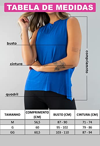 Camiseta Regata Vicbela Motivation Viscolycra Moda Fitness Feminina (G, Azul)