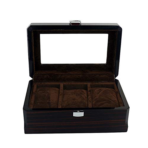 Uhrenbox für 3 Uhren Holz Uhrenkoffer Schwarz Uhrenkasten Uhrenschatulle Klavierlack Schmuckkästchen Unisex Uhren Schmuck Aufbewahrungbox Cover