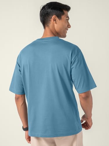 Image of DAMENSCH Statement Solid Oversized T Shirt for Men, Heavyweight, Anti-Pilling, Stylish, Relaxed Fit T Shirt for Men Cotton