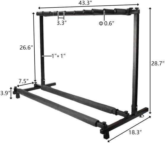 Guitar Stand Rack with Folding Design, Holds up to 7 Electric or Acoustic Guitars, Multiple Guitars Stand,Portable Black Guitar Holder,Black Guitar Display Holder for Guitar & Bass,Studio & Home (9 Holds)