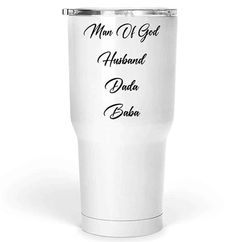 Miniatura 3 de Man Of God Gift, for Husband's Birthday - Dada Baba Family Christian Believers Prayers, Unique Present for Believers - 30 Oz White Stainless Steel