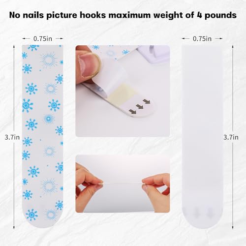 Image of 18Pcs Hooks Picture Hanging, Picture Hangers for Sawtooth /Wire Back Frames with Adhesive Backing, 18 Large Removable Adhesive Strips, No Nails Picture Hooks
