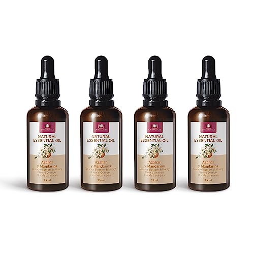 CRISTALINAS | Pack 4 Aceites Esenciales para Humidificador | 100% Puro |Aroma Azahar y Mandarina | ArmonÃa | Set 4x25ml | 0% Alcohol