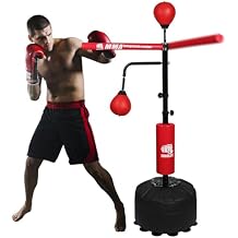 Pro Boxing Training Set - Adjustable 82-Inch Spinning Bar with Reflex Ball & Punching Bag for AdultRed