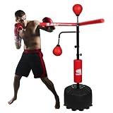 Pro Boxing Training Set - Adjustable 82-Inch Spinning Bar with Reflex Ball & Punching Bag for Adult(Red)