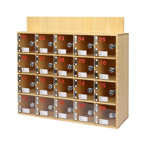Coffre-Fort Mural en Bois for Téléphone Portable avec Support et Clés, Acrylique, Coffret Casier Téléphone Portable for Salle de Classe, Bureau, Usine, Laboratoire