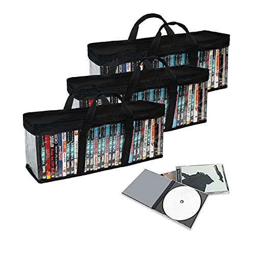 Qtart Dvd Storage Case Dvd Storage Bag Hold Up To 160 Cds/Vhs/Blu-Ray/Movies/Video Games(40 Each Bag) Convenient Travel Case Holder Organizer For Media-3 Pack #TOP20