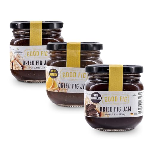 GOOD FIG | Pack 3 Mermeladas | Mermelada de Higo con Chocolate, Higo con Naranja y Higo Seco | 100% Natural | Apto Veganos | Sin Azúcares Añadidos | Pack de 3 Tarros de 210 g