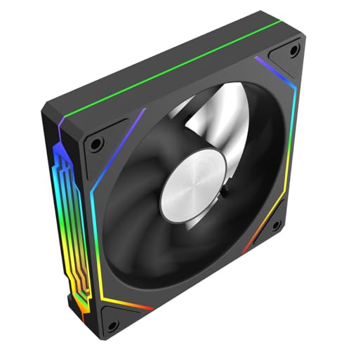 CiT Eclipse - Ventilador de refrigeración para PC de 120 mm, Negro con Centro de medallón de Aluminio, Espejo Infinito de Dos Caras, Ventilador silencioso PWM de PC con 800-1600 RPM y ARGB 5V 3pin