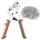 Grommet Handheld Hole Punch Plier Portable Grommet Punching Machine Manual Press Tool with 3/8 Inch (10mm) Diameter 500 pcs Silver Grommets Eyelets