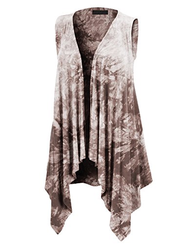 Image of Made By Johnny Women's Lightweight Sleeveless Cardigan - Draped Open Front Vest with Asymmetrical Hem