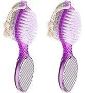 Footvital 4 in 1 Pedicure Tool for Rough & Dry Feet Dual-Sided with Pumice Stone Soft Brush Steel...
