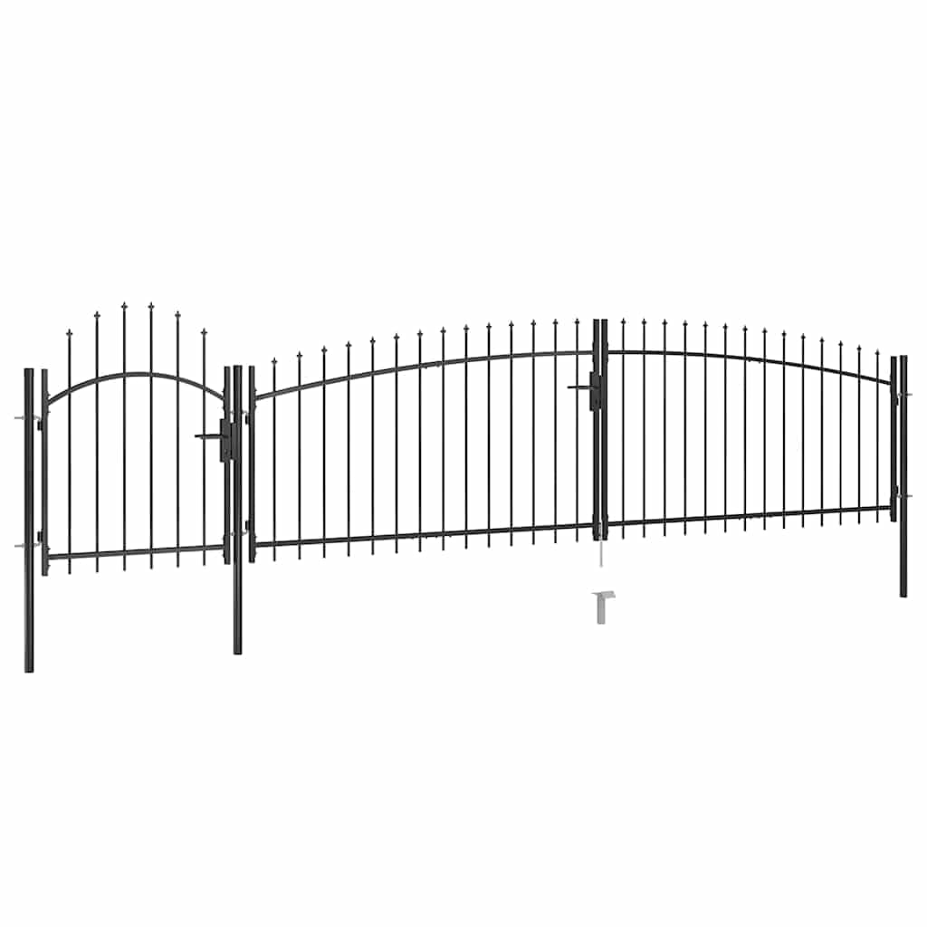 vidaXL Gartentor mit Speerspitzen 5x1,5m Schwarz Stahl Einfahrtstor