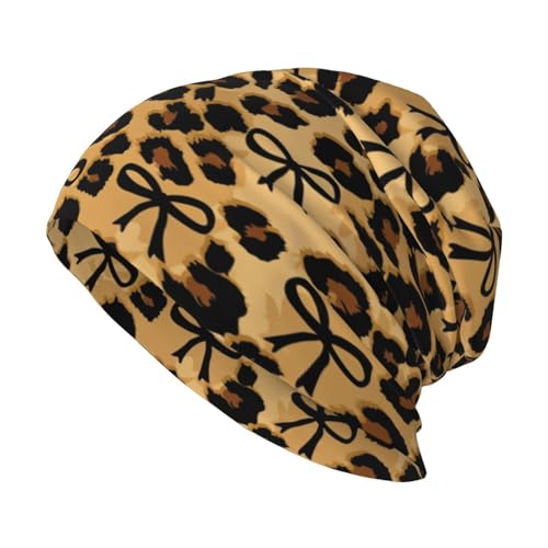 Leopard Print Beanie Chemo Hats for Women Men Cheetah Print Slouchy Cancer Headwear Stretchy Skull Cap Soft Knitted Hat Nightcap Chemo Gifts