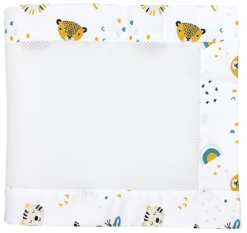 TupTam Barreaux Protection Filet Tour de Lit Bébé Mesh 3D Pack de 2 pièces, Têtes d'animaux Safari, env. 128 x 30 cm (pour lit d'enfant 140x70)
