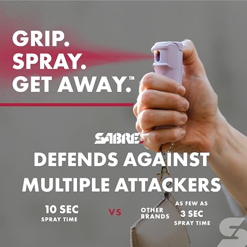 Image of SABRE Pepper Spray & 2‑in‑1 Stun Gun with Flashlight Self Defense Kit - Fast Flip Top 10‑Second Safety Spray with Finger Grip & Keychain - Rechargeable Stun Gun, 1.60 C Charge, 120‑Lumen LED Light