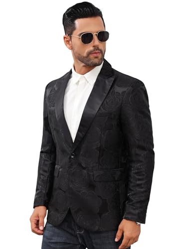 Men's Tuxedo Suit Jacket Floral Dinner Jacket Party Prom Wedding Blazer Jackets Slim Fit One Button Shawl Lapel Suit Jacket