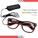 Aquat Glow Neon Rave Glasses El Wire Flashing LED Sunglasses Light up Costumes for Party, Halloween, DJ, Wired with Battery Power RB01 (Red, Black Frame)