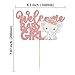 Gyufise 1Pc Welcome Baby Girl Cake Topper Rose Gold Glitter Baby Shower Girl Elephant Cake Pick It's a Girl Cake Decorations for New Born Gender Reveal Kids Girls Birthday Party Supplies