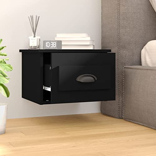 Table de chevet murale noire étroite pour libérer l'espace au sol du lit