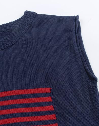 Image of Women's American Flag Lightweight Knit Crewneck Cap Sleeve Sweater Vest Top