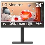 LG Monitor 24BA650 - FHD 1080p IPS 24 inch, 100Hz, 5ms, Office Display, Built-in Power/KVM/Speakers, USB-C, USB Hub, D-Sub, HDMI, DisplayPort, Matte Black