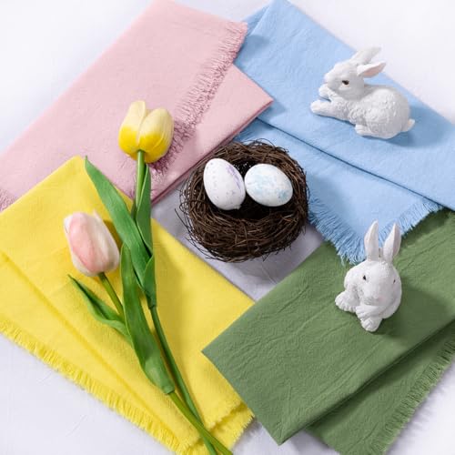 DeZerlor 12 Pack Easter Color Cotton Linen Napkins...