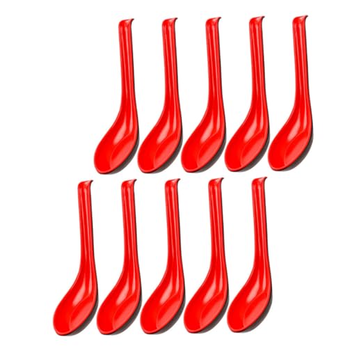 Unomor 10pcs Melamine Spoon China Spoon Food Serving Spoons Dinner Spoon Honey Spoons Japanese Soup Spoon Portable Ramen Spoon Convenient Soup Spoon Dessert Spoons Rice Spoon