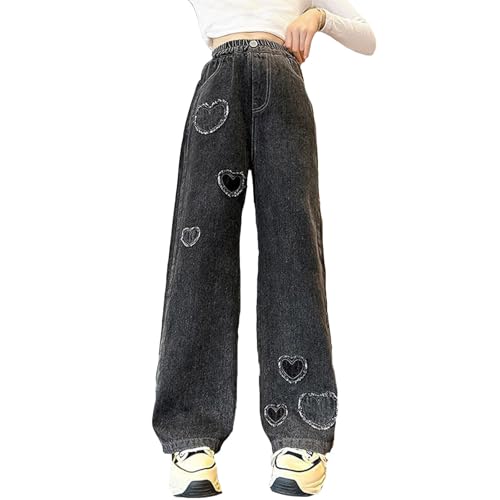 Pantalones vaqueros de pierna ancha para niñas con cintura elástica cómodos