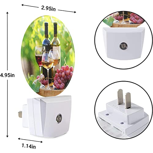 Image of EKOBLA Autumn Harvest Night Light, Wine and Grapes Night Lights Plug Into Wall with Dusk to Dawn Sensor, 0.5W Sleep Friendly for Home Decor