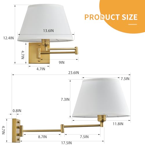 Kartoosh Battery Operated Wall Sconces Set Of Two, Swing Arm Wall Lamp thumb #5