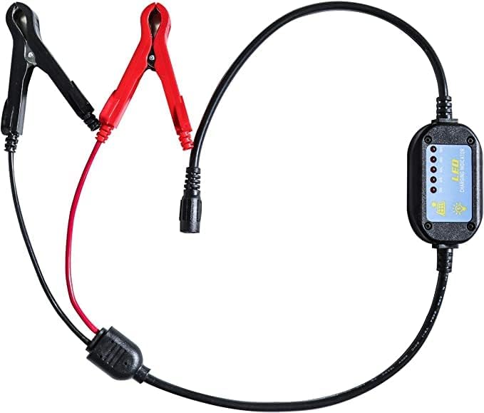 ELECAENTA Alligator Clip with MPPT Controller, 5.5x2.1mm DC Female to Battery Alligator Crocodile Clip Battery Charger for Boat Car Caravan with LED Compatible with LSFC-120, ED-40, ED-60