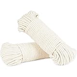 Okuna Outpost White Cotton Clothesline Cord, Laundry Line (0.19 in, 100 Feet, 2 Pack)