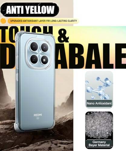 Image of WOW IMAGINE Ultra-Hybrid Crystal Clear Back Case for Xiaomi Redmi Note 15 5G | Shockproof Design | Camera Protection Bump | Hard Mobile Back Cover with Cushioned Edges - Transparent