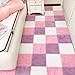 Typutomi 12pcs Plush Puzzle Foam Floor Mat, Cute Soft Fluffy Interlocking Square Foam Tiles Area Rugs Carpet for Parlor Bedroom Decoration(11.8x11.8x0.4in, Pink&White&Light Purple)