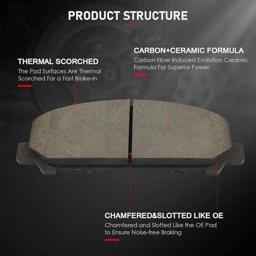 Image of cciyu D1509 Front Ceramic Brake Pads For INFINITI For QX56 2011-2013,For QX80 2014-2019,For Nissan For ARMADA 2012-2015 2017-2020,For TITAN 2011-2015 2017-2020,For Suzuki For Equator 2011-2012