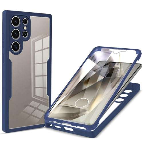 Custodia per Samsung Galaxy S24 Ultra SM-S928B SM-S928 Case Cover Protezione su entrambi i lati senza bisogno di pellicole a prova di caduta blu