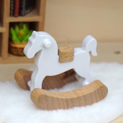Zerodeko 2Pcs Dollhouse Mini Rocking Horse, 1:12 Dollhouse Rocking Horse, Rocking Horse Chair Furniture Model, Dollhouse Furniture Decor Accessories