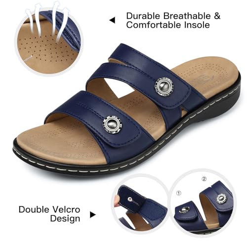 SHIBEVER Flat Sandals Women Dressy: Non Slip, Arch Support, Orthopedic, Plantar Fasciitis Comfortable Walking Sandal - Image 6