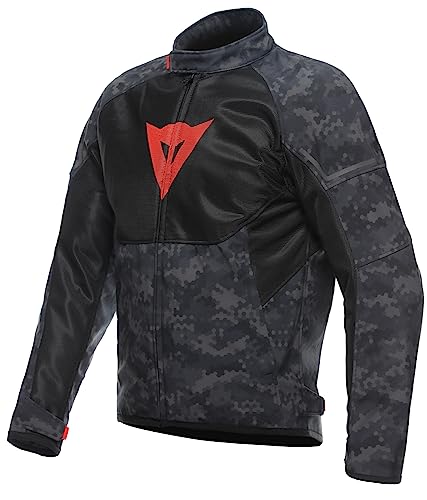 Dainese - Ignite Air Tex Jacket, Motorrad Sommerjacke, Mesh Gewebe, Herren Motorradjacke, Weiche Protektoren, Grau Camo/Schwarz/Fluo Rot, 56