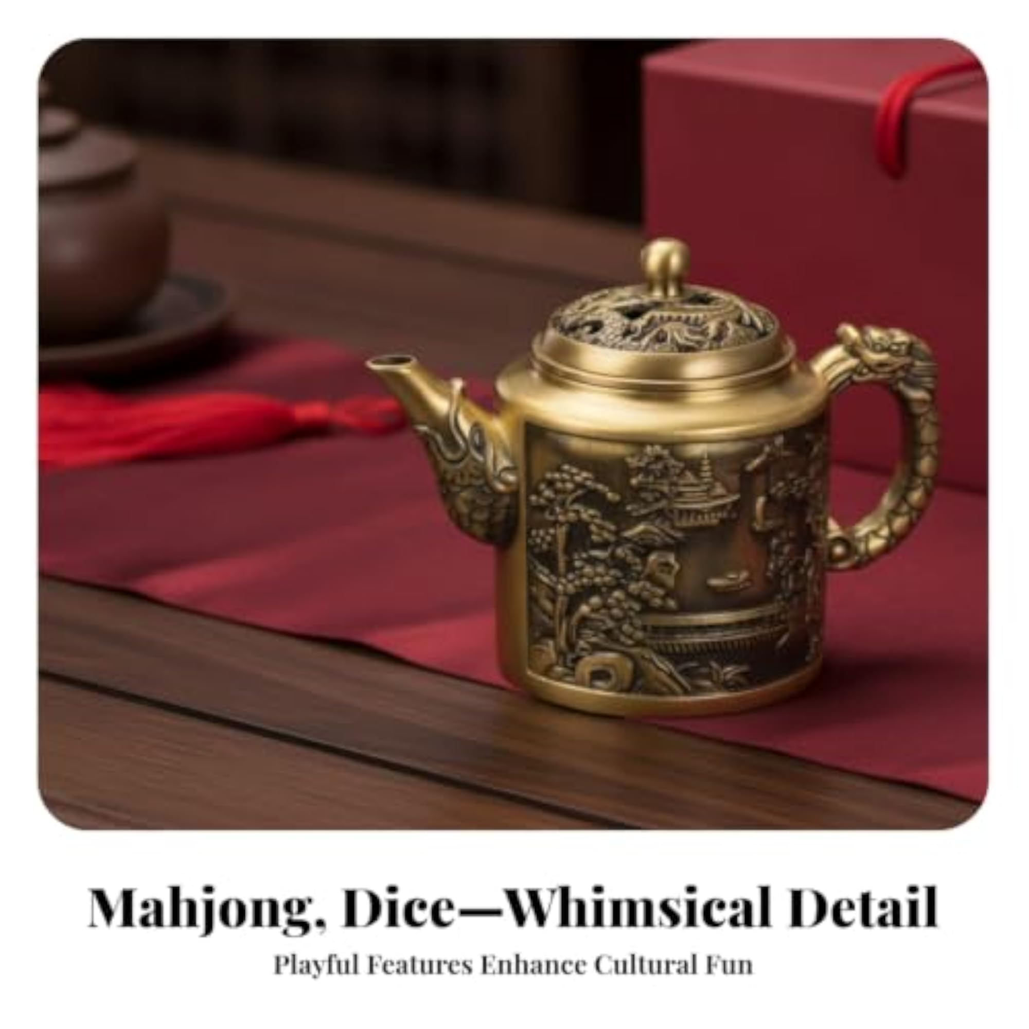 Gold-Toned Brass Teapot Ornament for Decor