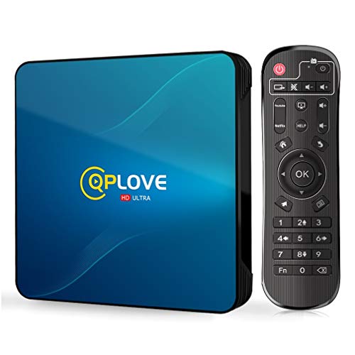 Android TV Box, QPLOVE Q8 Android 10.0 TV Box 4GB RAM 128GB ROM RK3318 Quad-Core 64bit Dual WiFi 2.4/5GHz BT4.0 USB3.0 H.265 3D 4K Smart TV Box