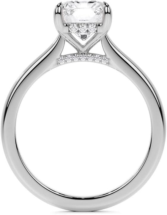 1-10 Carat, D-VVS1 Radiant Cut Moissanite Cathedral Engagement Ring with Hidden Halo In Silver 925 with 18k White Gold Plating For Women