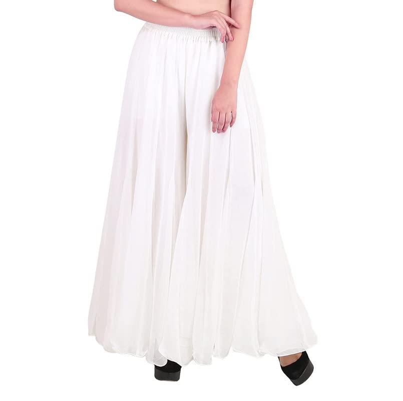 Regular Loose Fit Solid Colour Georgette Flared Sharara Palazzo for Women.
