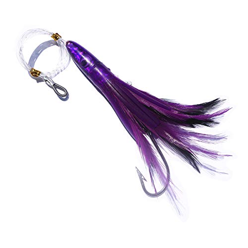 Trolling Lures Feathers 5 Colors 6 Inch Fully Rigged Tuna Teasers Squid Lures,Bullet Head