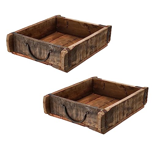 Novaliv 2x Holzkiste Vintage 30 x 25 x 8 cm Alte Ziegelform Holz Groß Allzweckkiste aus recyceltem Altholz Jede Form EIN Unikat ? Vintage Kiste Deko
