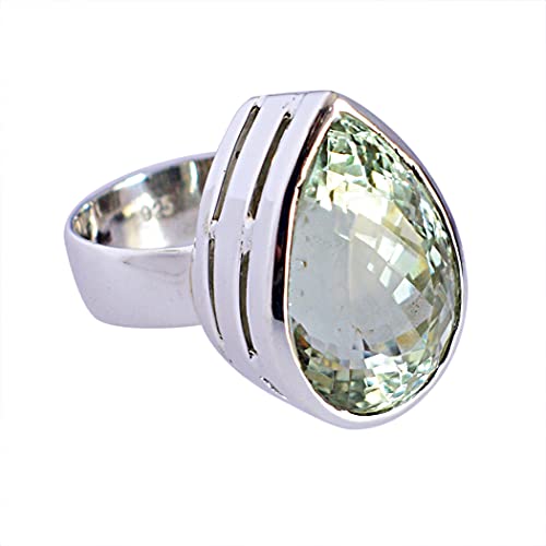 Jewellery femme argent sterling 925 améthyste verte poire bague mixte tendance